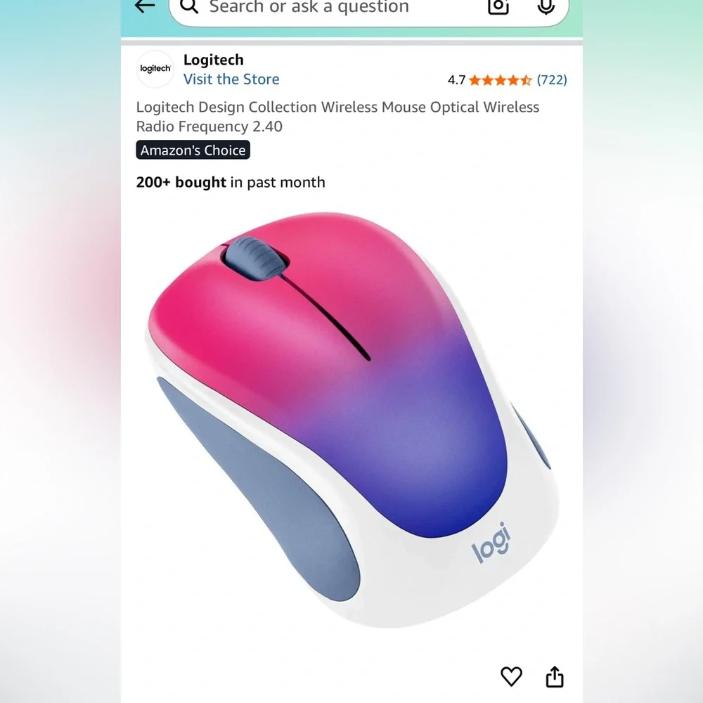Logitech Gradient Wireless Mouse - Pink and Purple